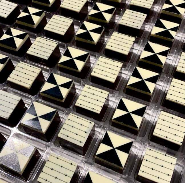 Geometric hand-finished chocolate collection